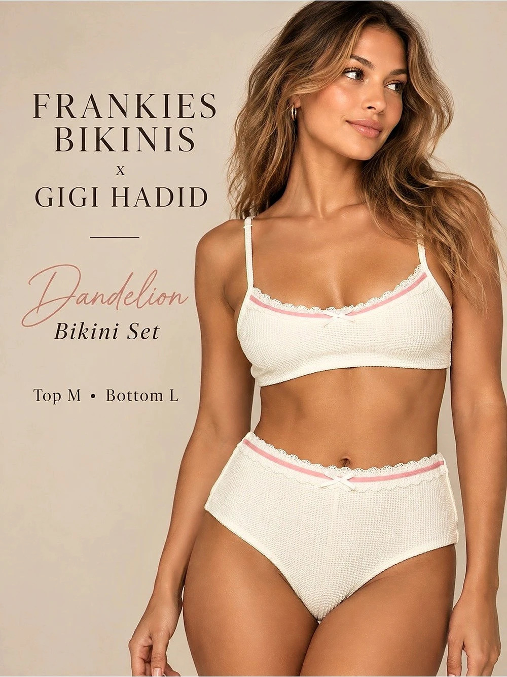 Frankies Bikinis x Gigi Hadid Dandelion Bikini Set Top M Bottom L